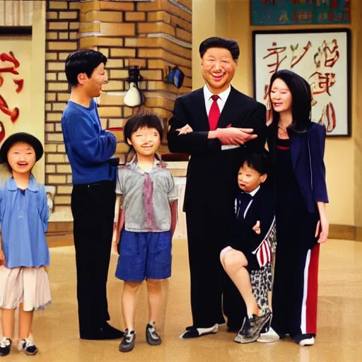 Image similar to xi jingping as 9 0 s american sitcom dad smile