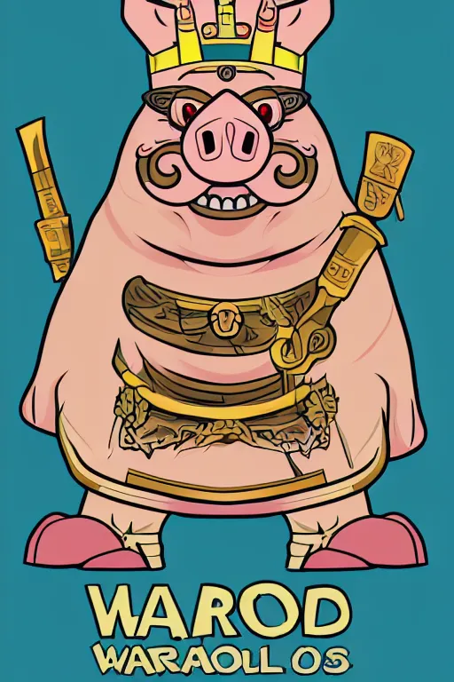 Image similar to A portrait of a pig as an evil warlord general, sticker, Anthropomorphized, portrait, highly detailed, colorful, illustration, smooth and clean vector curves, no jagged lines, vector art, smooth