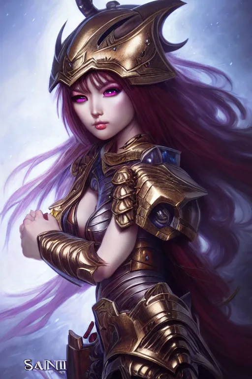 Image similar to sakimi chan, fantasy armor, detailed face, tony sart, sophie anderson
