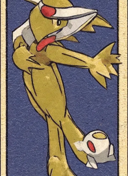 Prompt: a pokemon card from the 1 9 2 0 s