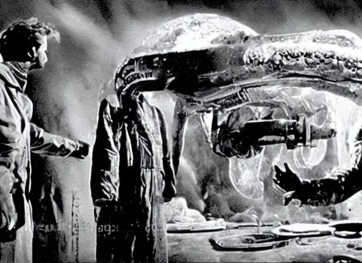 Image similar to scene from the 1952 science fiction film The Thing