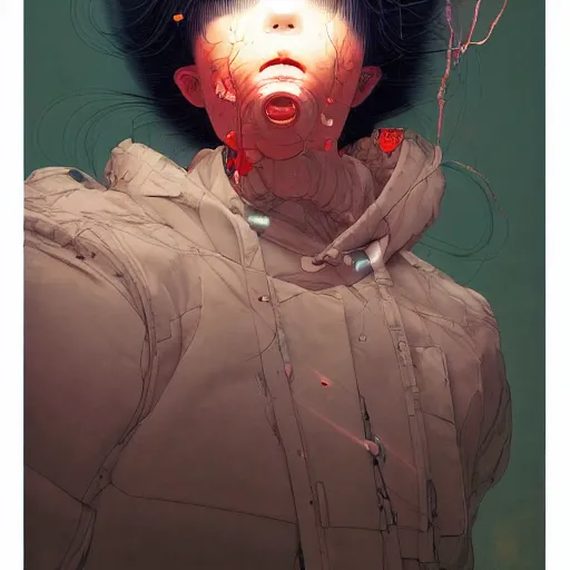 Image similar to prompt : doomer portrait soft light painted by james jean and katsuhiro otomo and erik jones, inspired by akira anime, smooth face feature, intricate oil painting, high detail illustration, sharp high detail, manga and anime 1 9 9 9