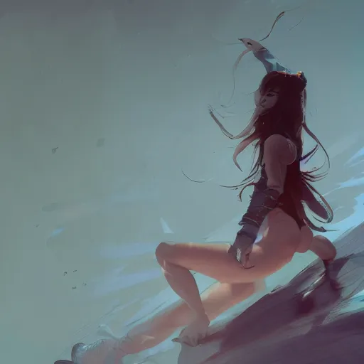 Image similar to full body of a beautiful asian girl with long hair, cinematic lighting, dramatic atmosphere, by dustin nguyen, akihiko yoshida, greg tocchini, greg rutkowski, cliff chiang, 4 k resolution, trending on artstation