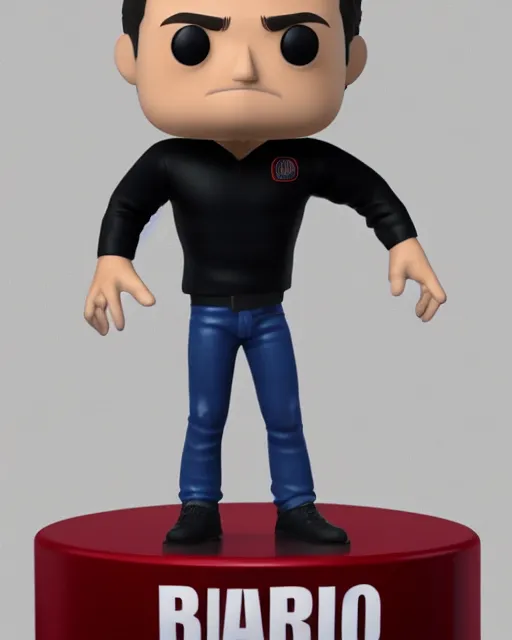 Image similar to full body 3d render of Ben Shapiro as a funko pop, studio lighting, white background, blender, trending on artstation, 8k, highly detailed