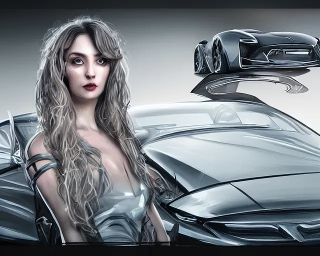 Prompt: car design in the style of beautiful female lyra performer, amazing concept art, award - winning photorealistic illustration hdr 8 k