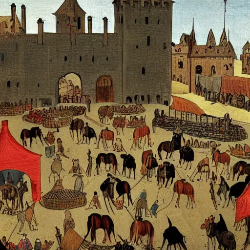 Image similar to a medieval horse market