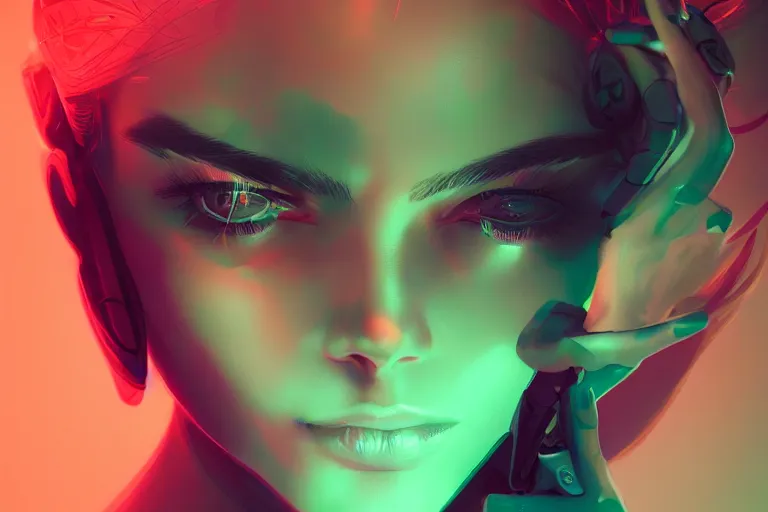 Image similar to photo of goddes of war in neon lighting, elegant, highly detailed, smooth, sharp focus, illustration, beautiful, geometric, trending on artstation, cinematic, artwork by WLOP