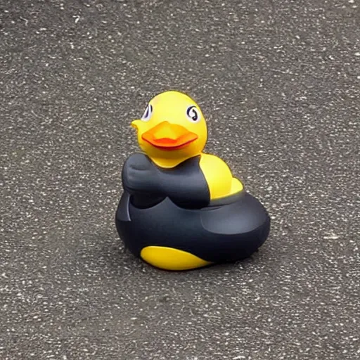 Image similar to a rubber duck holding a glock