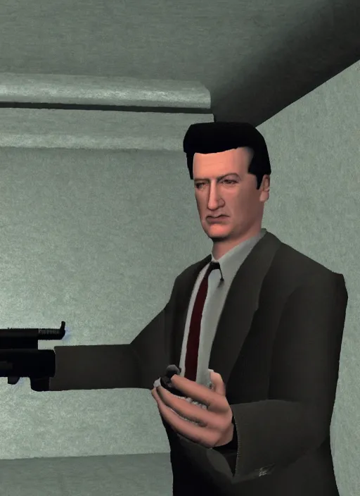 Prompt: screenshot of david lynch in goldeneye 6 4 for nintendo 6 4, n 6 4