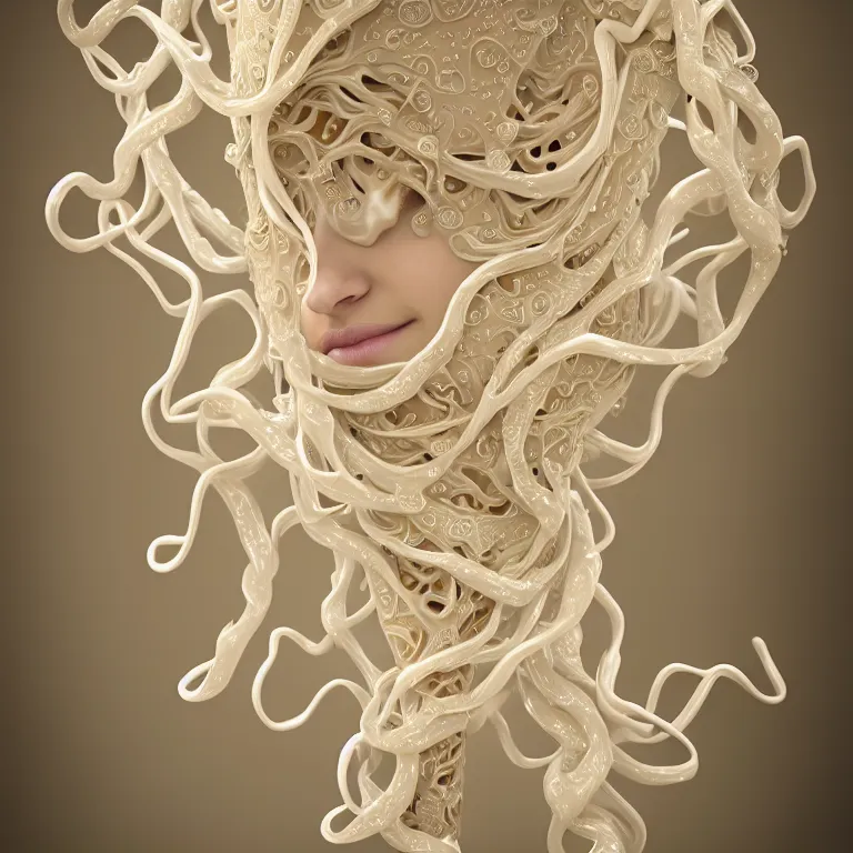 Prompt: wonderful princess of cream liquid semi transparent vines with a cream liquid skin, ornate 8 k gorgeous intricate cream detailed, accent white lighting, dramatic light, octane render