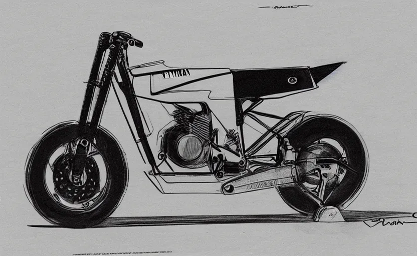 Image similar to 1 9 7 0 s yamaha race motorcycle concept, sketch, art,