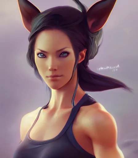 Image similar to beautiful portrait of a gorgeous personal trainer who looks like Midna , character design by charlie bowater, ross tran, artgerm, and makoto shinkai, detailed, soft lighting, rendered in octane