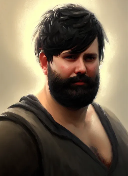 Image similar to a _ fantasy _ style _ portrait _ painting _ of white male short black hair chubby disconnected beard, rpg dnd oil _ painting _ unreal _ 5 _ daz. _ rpg _ portrait _ extremely _ detailed _ artgerm _ greg _ rutkowski _ greg