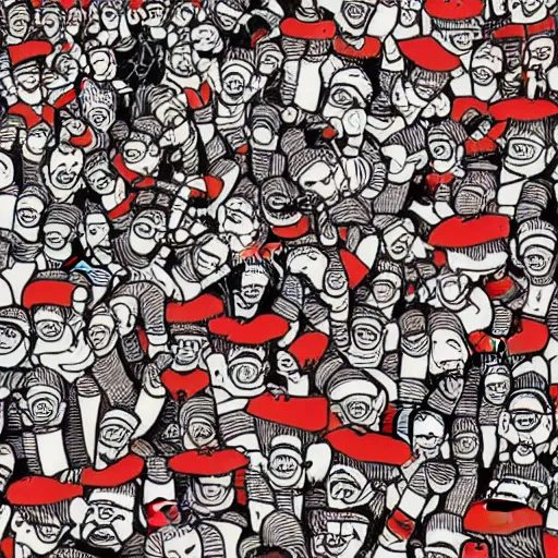 Prompt: intricate where's waldo - style illustration