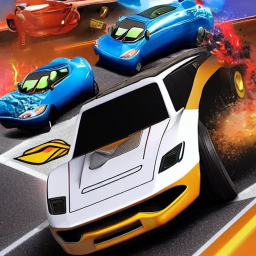 Image similar to dwayne johnson in hotwheels acceleracers