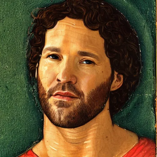 Image similar to paul rudd, medieval painting, detailed