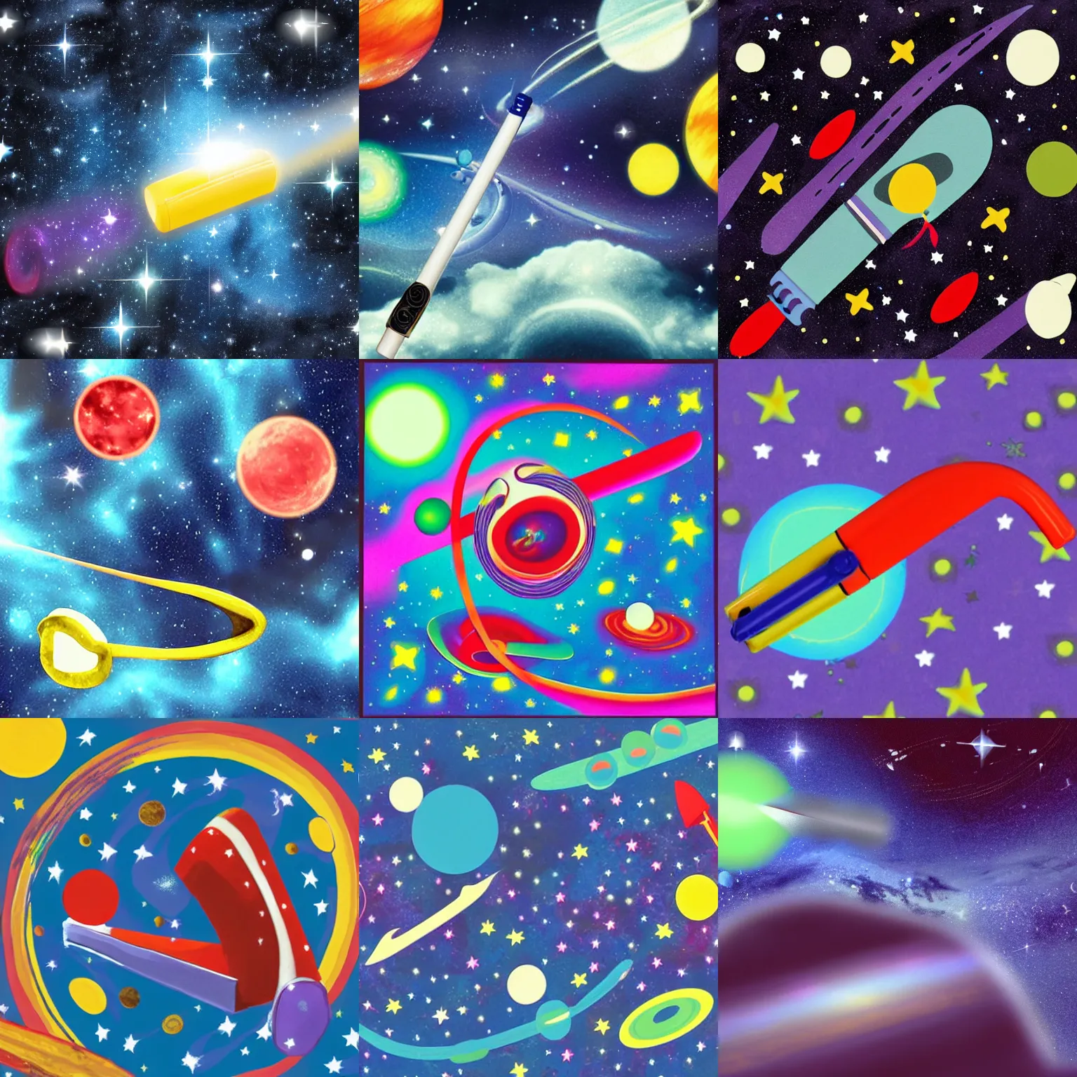 Prompt: kazoo in space, stars, galaxies