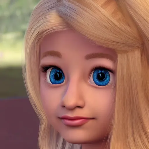 Image similar to a 3d princess with blonde hair , 3d cgi , disney style , photorealistic