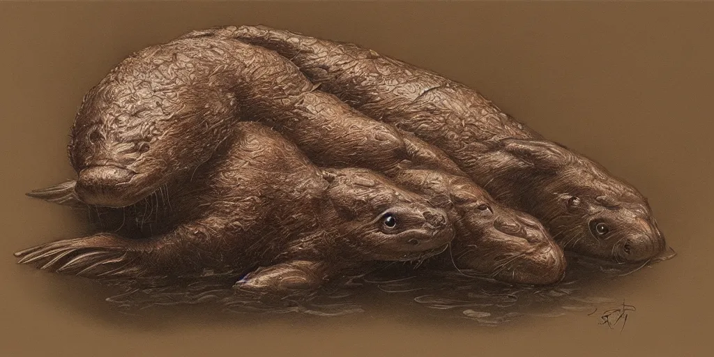 Image similar to hyperrealistic photography of a highly detailed platypus in a den in the style of beth cavener, jin kagetsu, james jean and wlop, highly detailed, masterpiece, award - winning, sharp focus, intricate concept art, ambient lighting, 8 k, artstation