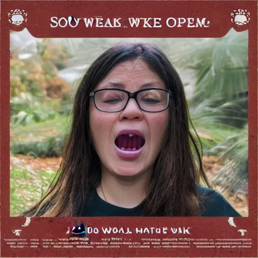 Image similar to soyjak, mouth wide open