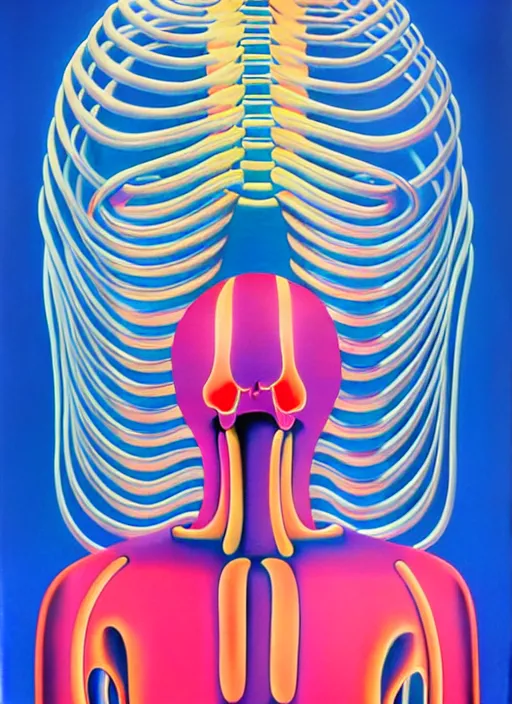 Image similar to skeleton by shusei nagaoka, kaws, david rudnick, airbrush on canvas, pastell colours, cell shaded, 8 k