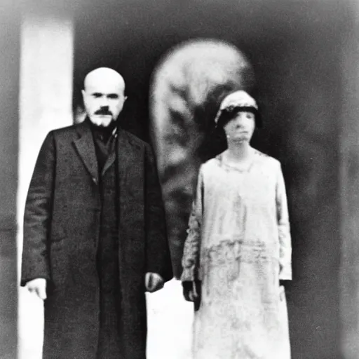 Image similar to Vladimir Lenin and his girlfriend, Princess Anastasia Romanov, photograph, 1919, paparazzi