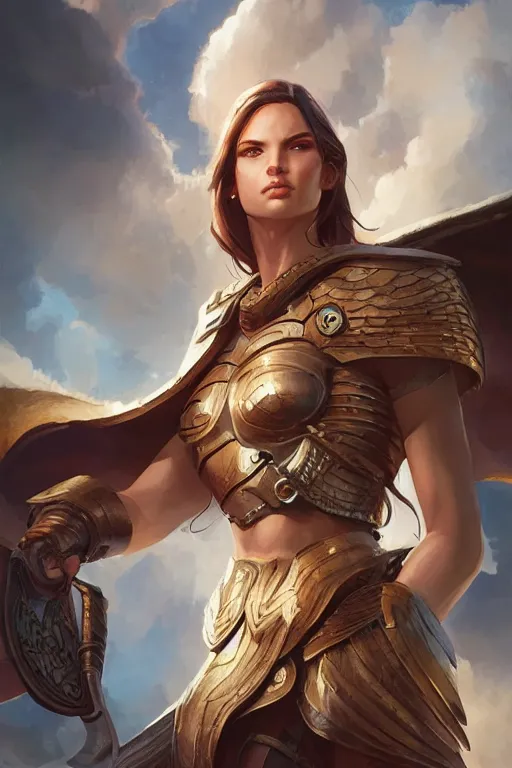 Image similar to amazon valkyrie athena, d & d, fantasy, portrait, highly detailed, headshot, digital painting, trending on artstation, concept art, sharp focus, illustration, art by artgerm and greg rutkowski and magali villeneuve