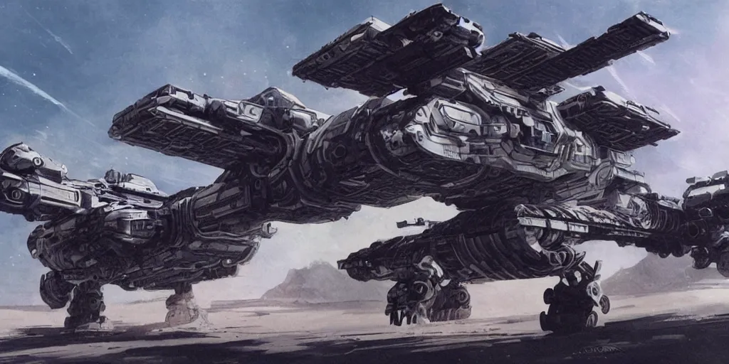 Prompt: a brutal highly armored space vehicle, highly detailed, illustration, futuristic, intricate, concept art by Feng Zhu and Syd Mead