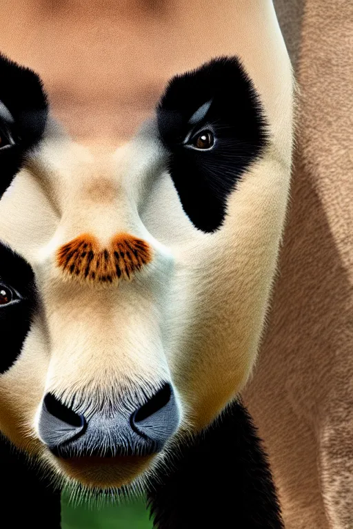 Prompt: a wonderful hybrid animal from a genetic mixture from a giraffe and a panda | realistic | 8k | sharp focus