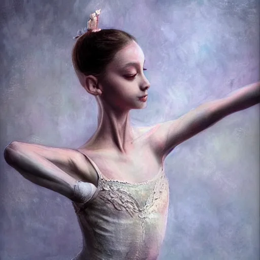 Image similar to ultra detailed hyper realistic deep focus smooth artstation wlop award winning ballerina monet