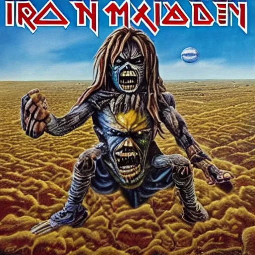 Prompt: iron maiden album cover surrealism 8 k hyperdetailed