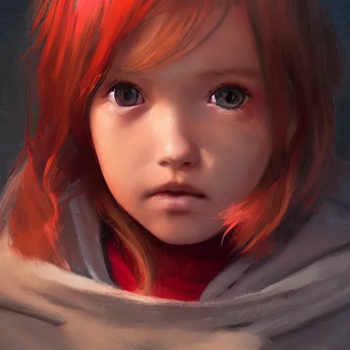 Image similar to a tiny girl with short red hair wearing a hoodie, digital art, cute face, very beautiful face, pretty face, very detailed eyes, full body illustration, 8 k resolution, soft painting, by greg rutkowski, wlop, rossdraws,