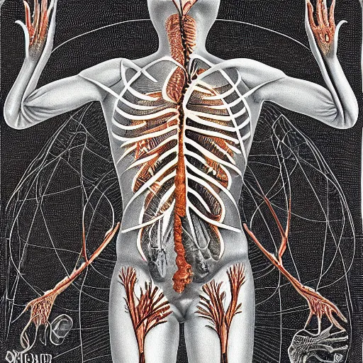 Image similar to Anatomic diagram of Alex Jones by Ernst Haeckel, Scientific illustration, internal organs