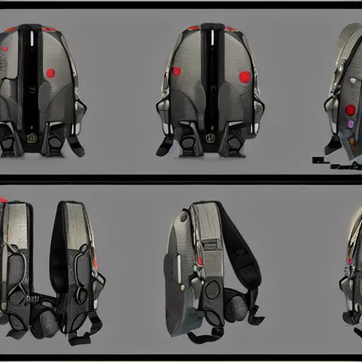 Image similar to modular game item, futuristic computer backpack, very realistic , artstation, concept art , game art, high quality,