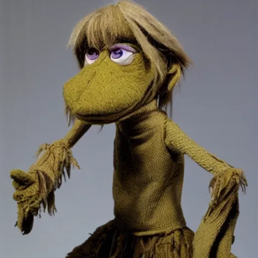 Image similar to mark e smith puppet from the dark crystal, made by jim henson