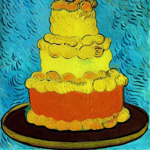 Image similar to birthday cake painting by van gogh