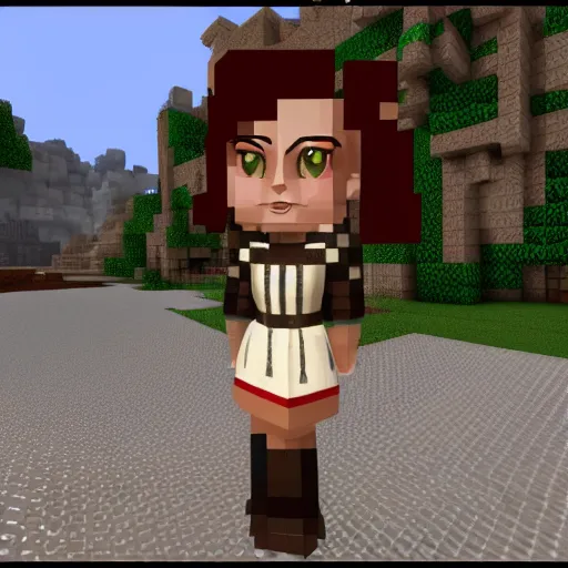 Image similar to Elizbeth from Bioshock Infinite in Minecraft