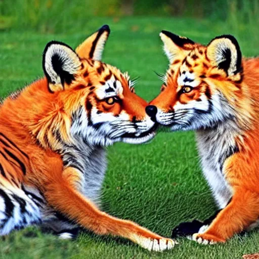 Image similar to half fox half tiger