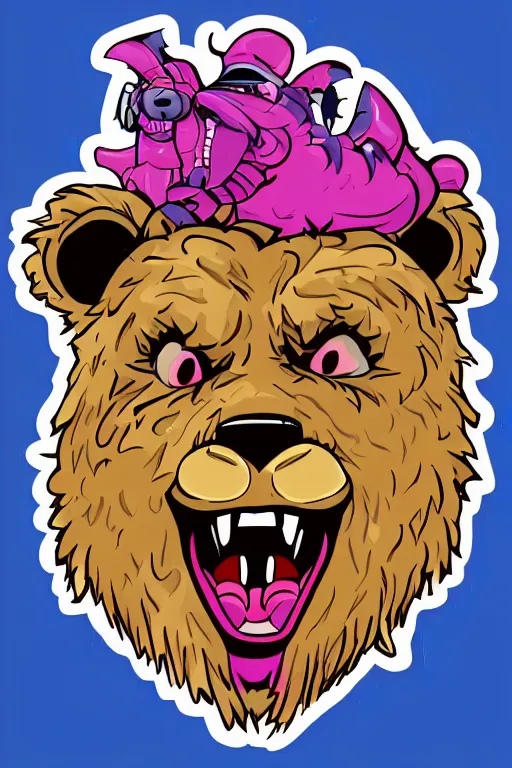 Image similar to in the style of a vector e-sports sticker portrait of an evil teddy bear, highly detailed, colourful, 8k wallpaper