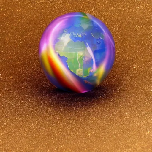 Prompt: a soap bubble containing the earth. Award winning, trending on