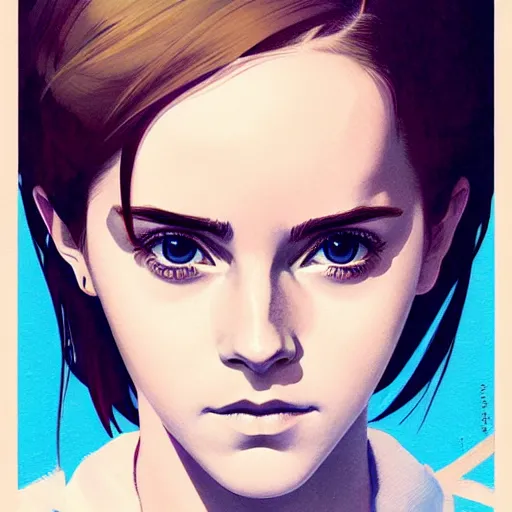 Image similar to emma watson portrait as manga girl, realistic shaded perfect face, fine details. anime. realistic shaded lighting poster by ilya kuvshinov katsuhiro otomo ghost - in - the - shell, magali villeneuve, artgerm, jeremy lipkin and michael garmash and rob rey