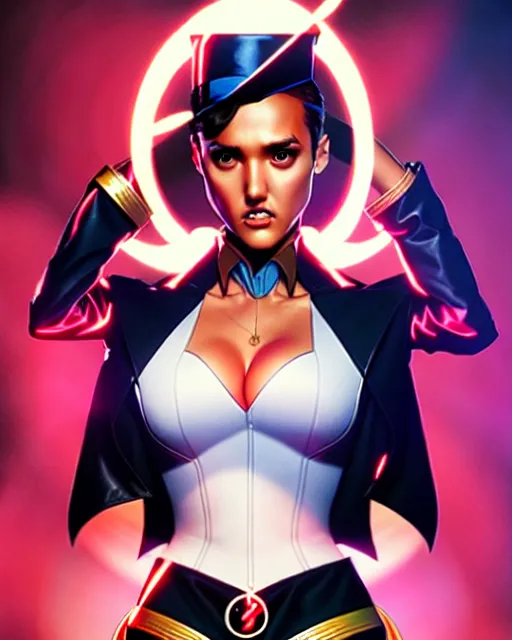 Image similar to artgerm, kilian eng comic book cover art, jessica alba as zatanna