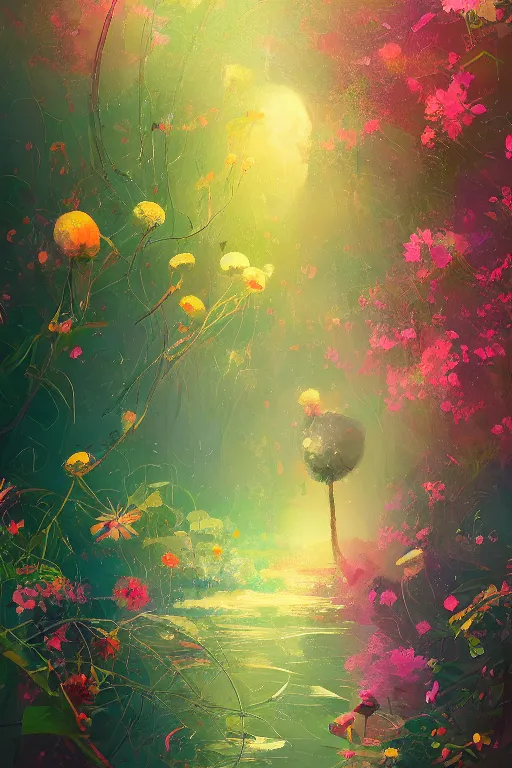 Image similar to beautiful digital matter gossy painting of whimsical botanical illustration bokeh by greg rutkowki and alena aenami artstation