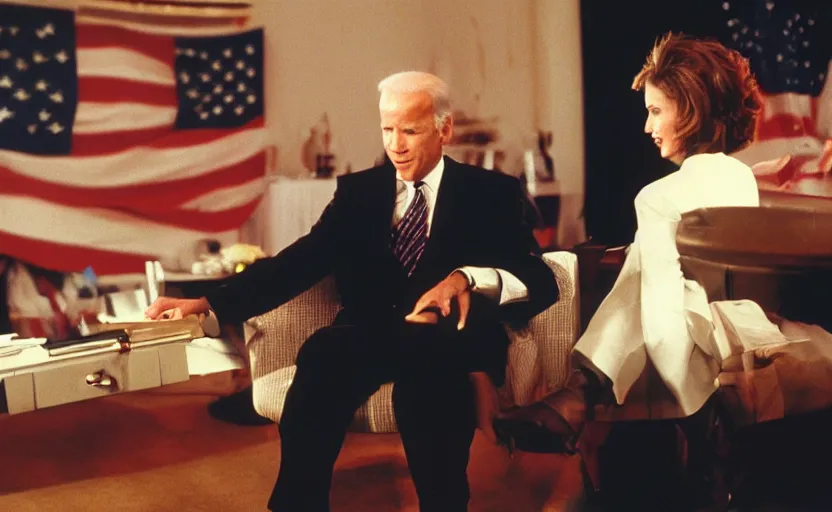 Image similar to joe biden inflating like a balloon, romance novel cover, in 1 9 9 5, y 2 k cybercore, low - light photography, still from a ridley scott movie