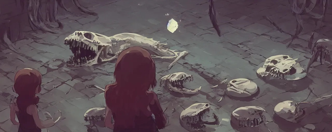 Image similar to piranhas devouring a bloody seal skeleton, blood in the water, atey ghailan, goro fujita, studio ghibli, rim light, terrifying, dark lighting, clear focus, very coherent