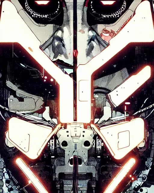 Image similar to cyborg removing its human mask revealing wires and gears behind its face, white mask, futuristic, y2k aesthetic, dramatic lighting, illustration by Greg rutkowski, yoji shinkawa, 4k, digital art, concept art, trending on artstation