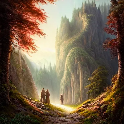 Image similar to beautiful matte painting of archway fantasy path into the mountainous sloping meadow and slightly forested background, atmospheric lighting, painted, intricate, volumetric lighting, beautiful, rich deep colors masterpiece, sharp focus, ultra detailed by leesha hannigan, ross tran, thierry doizon, kai carpenter, ignacio fernandez rios