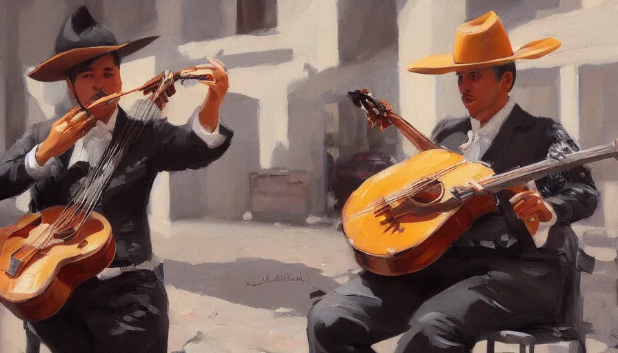 Image similar to mariachi, concept art oil painting by jama jurabaev, extremely detailed, brush hard, artstation, high quality, brush stroke