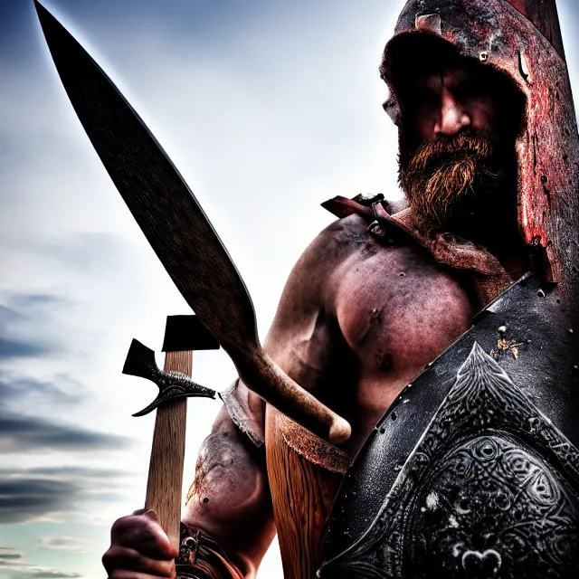 Prompt: warrior with big axe and executioner's hood, highly detailed, 8 k, hdr, smooth, sharp focus, high resolution, award - winning photo