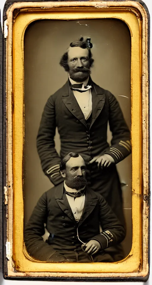 Image similar to a highly detailed digital collodion photograph, a portrait of a steamboat captain